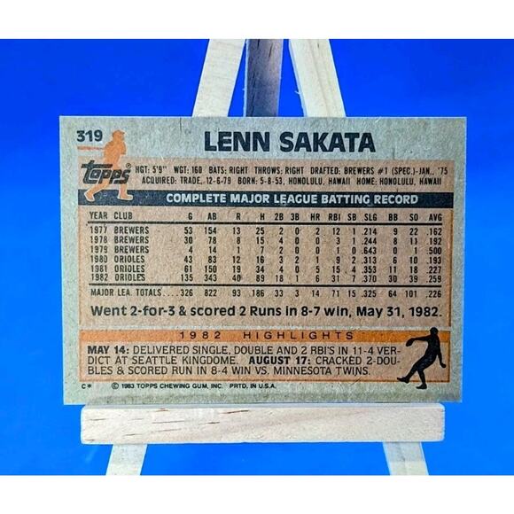 1983 Topps - Lenn Sakata #319 - Picture 2 of 2